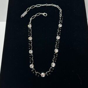 Mariana Medium Necklace - Jet Black & Crystal